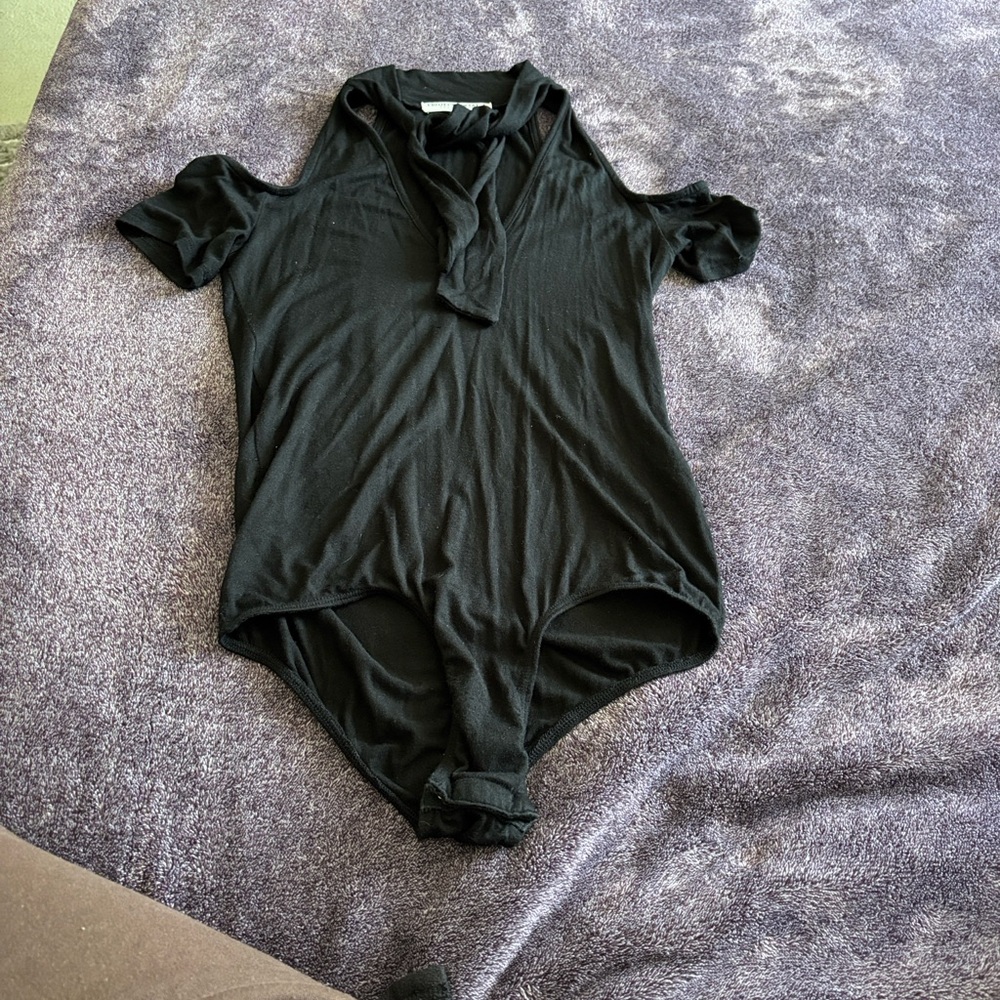 Project Social T Black Cold Shoulder Bodysuit